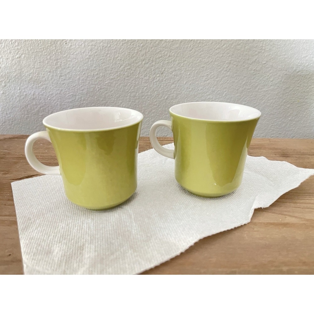 Mikasa Cera Stone Stoneware Green Mugs D1400 Japan Set Of 2 - Picture 2 of 5